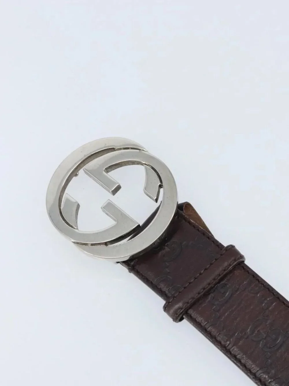 GUCCI GG Canvas Guccissima Belt Leather 45.3